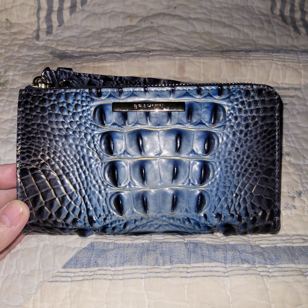 Brahmin Blue Croc-Embossed Wallet